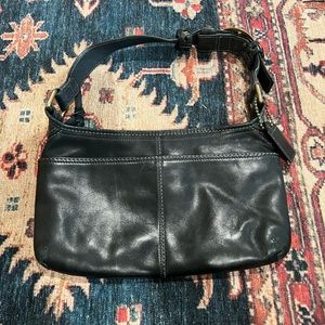 Black leather coach purse